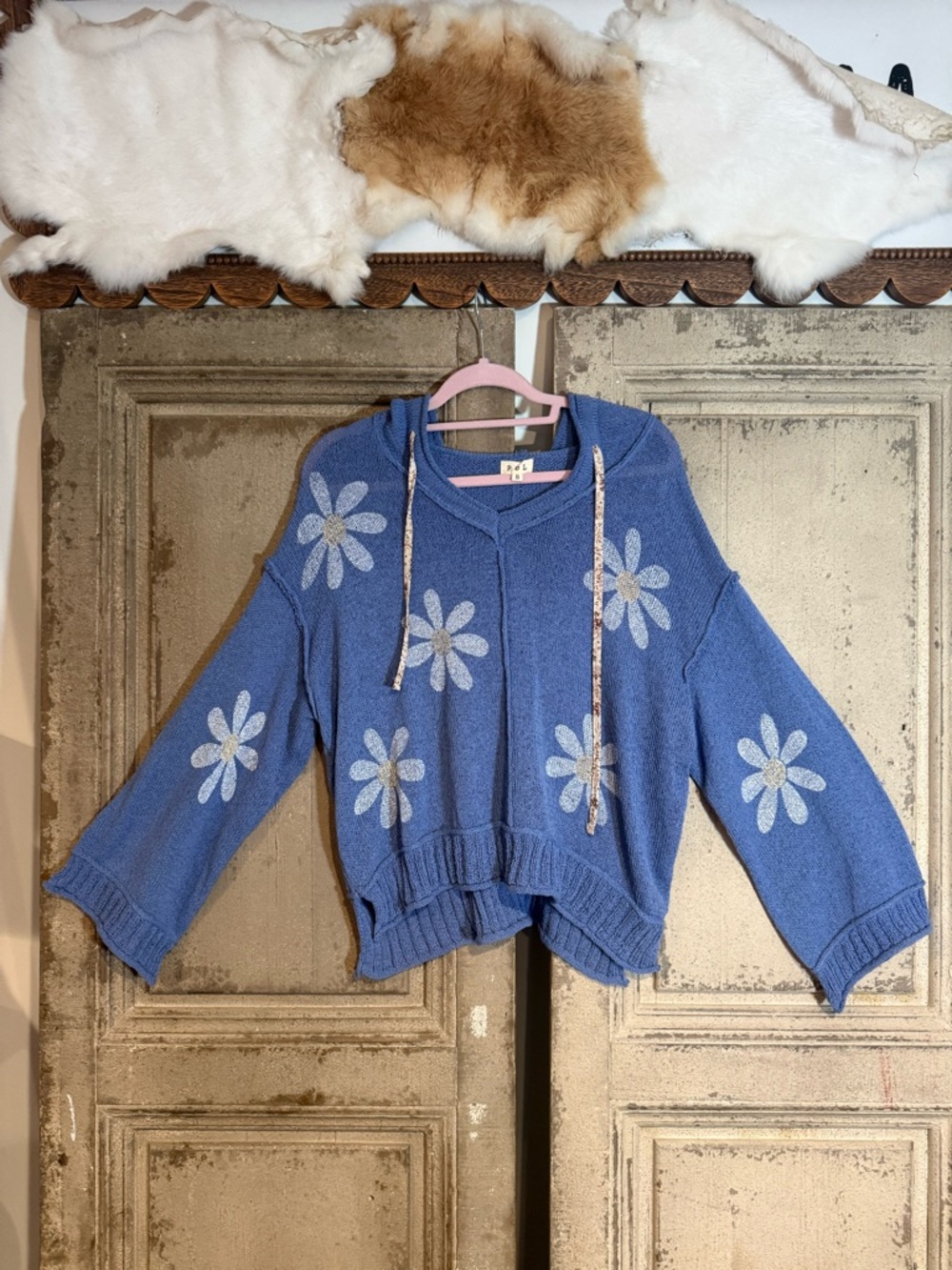 POL Blue Daisy Hoodie Sweater